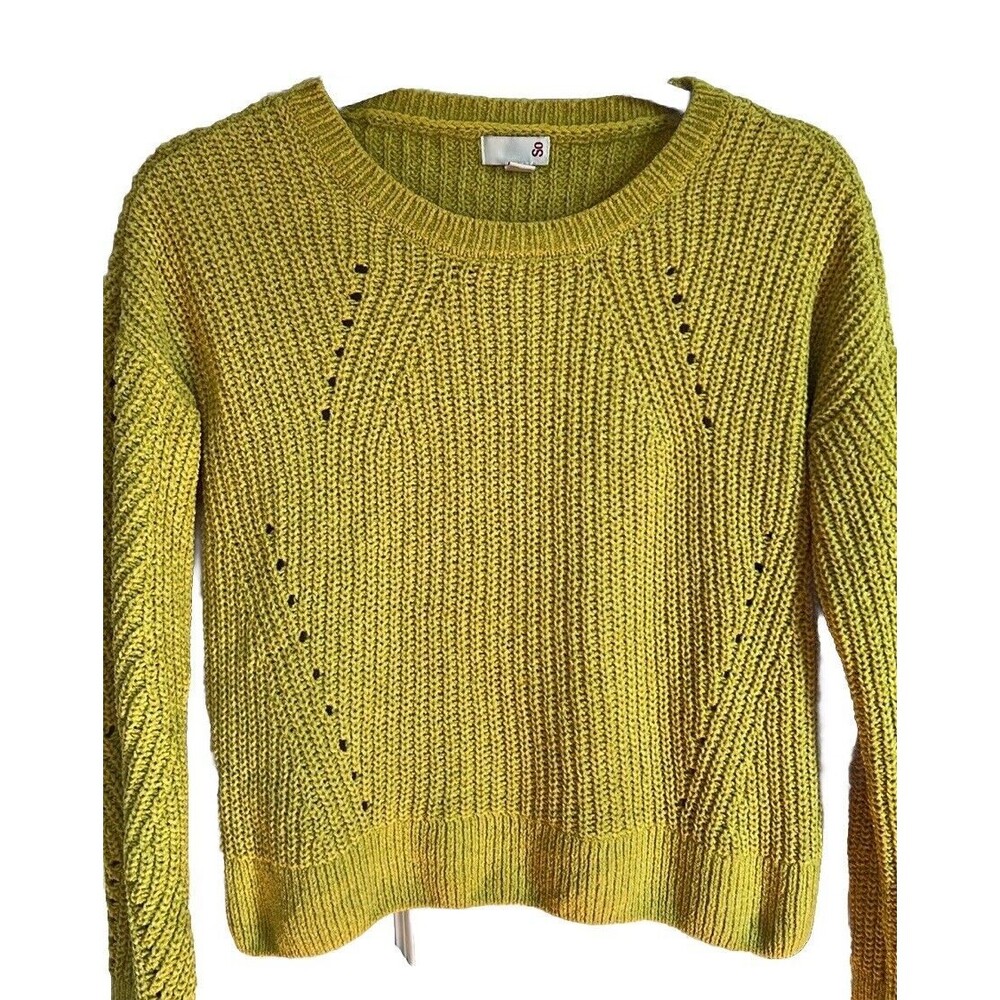 SO Goods For Life Womens Yellow Crew Neck Pullover Sweater Size  Small Preowned